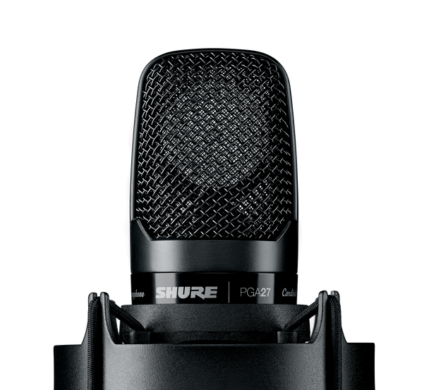 Shure PGA27-LC Large-diaphragm side-address cardioid condenser microphone with shock-mount and carrying case - less cable