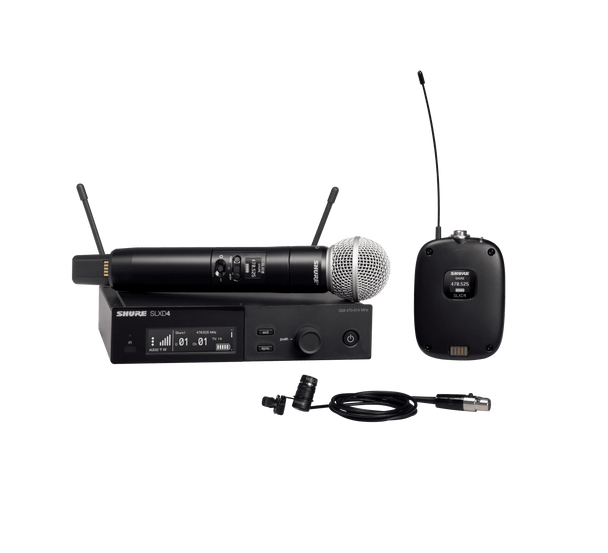 Shure SLXD124/85-G58 Combo System with SLXD1 Bodypack SLXD4 Receiver SM58 and WL185 Lavalier Microphone