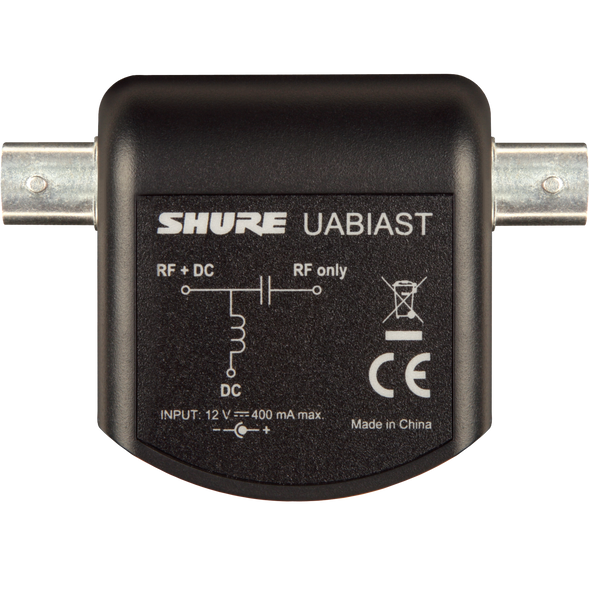 Shure UABiast-US In-line adapter. Supplies 12V DC bias power over coaxial BNC cable includes PS23US