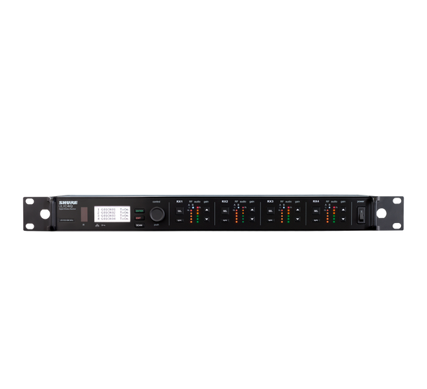 Shure ULXD4Q=-V50 Quad Digital Wireless Receiver with internal power supply 1/2 Wave Antenna and Rack Mounting Hardware