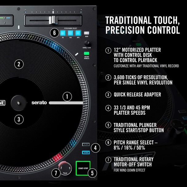 RANE DJ Twelve MKII | 12-Inch Motorized Vinyl Like MIDI Turntable with USB MIDI & DVS Control for Traktor, Virtual DJ & Serato DJ