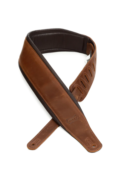 Levy's PM32BH-BRN 3.25" Wide Butter Leather Guitar Strap - Brown