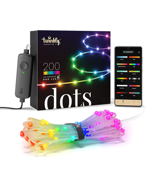 Twinkly Dots – App-Controlled Flexible LED Light String with 200 RGB (16 Million Colors) LEDs 33 feet