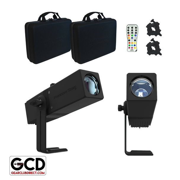 Chauvet DJ Freedom Gobo IP Wireless Cool White LED Gobo Projectors with Carry Cases Dual Package
