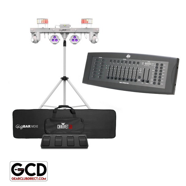 Chauvet DJ GigBar Move White 5-in-1 Ultimate Effect Light System with American DJ DMX Operator Programmable DMX Controller Package