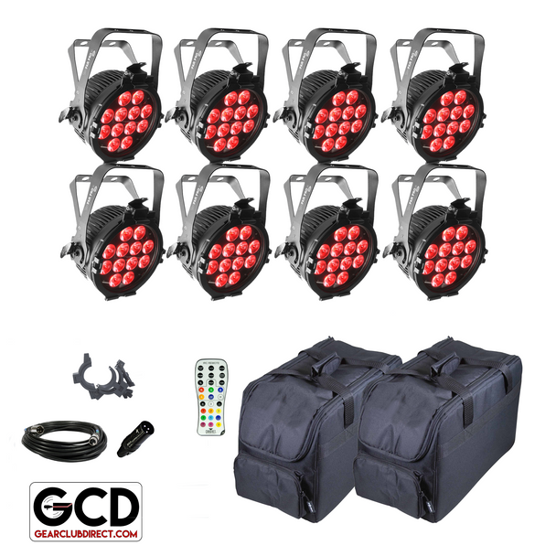 Chauvet DJ SlimPAR Pro H USB High-Power RGBAW+UV Low-Profile Wash Lights with Carry Bags and Remote Package 