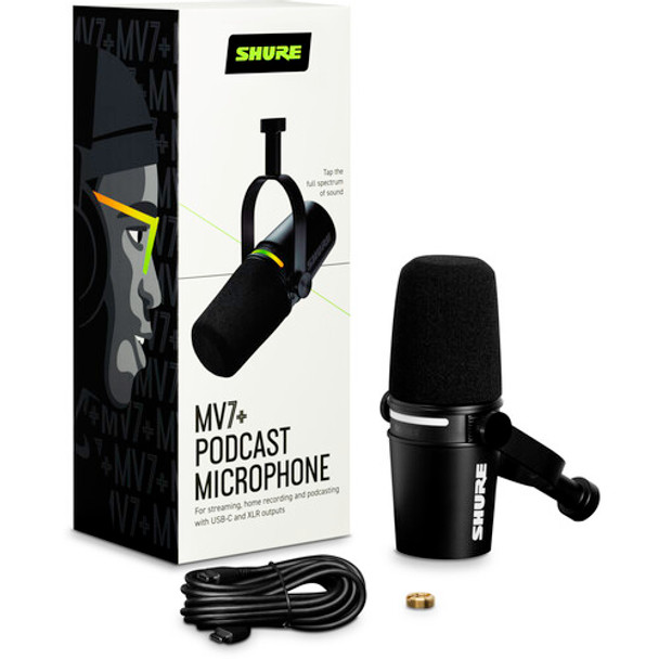 Shure MV7+ Podcast XLR/USB Microphone (Black) 