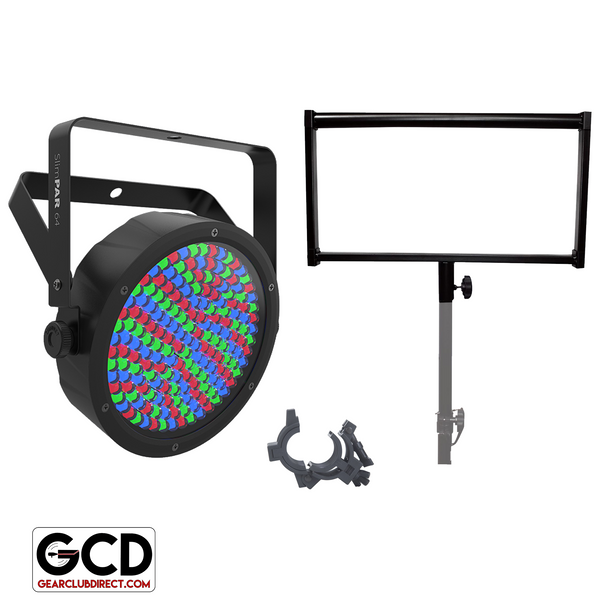 Chauvet DJ SlimPAR 64 LED Uplight with 2-inch Mobile Lighting Stand Bracket Package