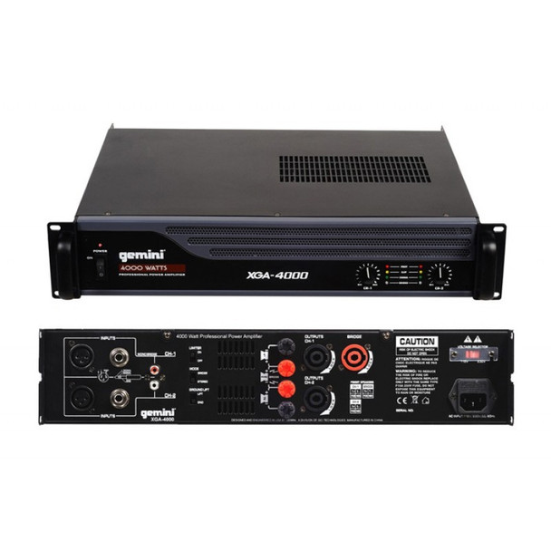 Gemini XGA-4000 Professional Power Amplifier Front and Back View