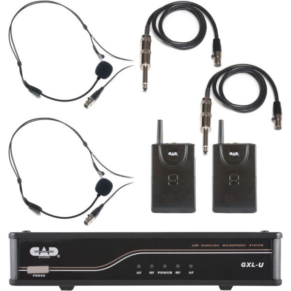 CAD GXLUBBK UHF Dual Channel 2 Bodypack Wireless Microphone and Guitar System B-Stock
