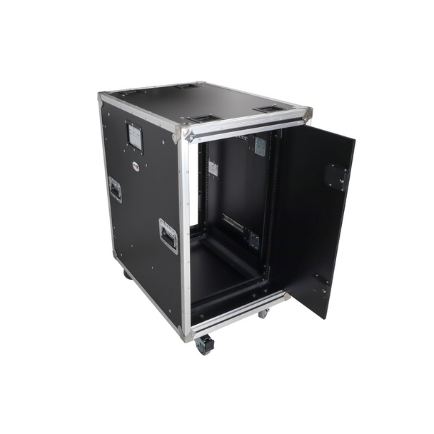 ProX 18U 24" Deep Vertical Rack to Rack Shock Mount Case with 2 Sliding Slam Doors & 4" Caster Wheels