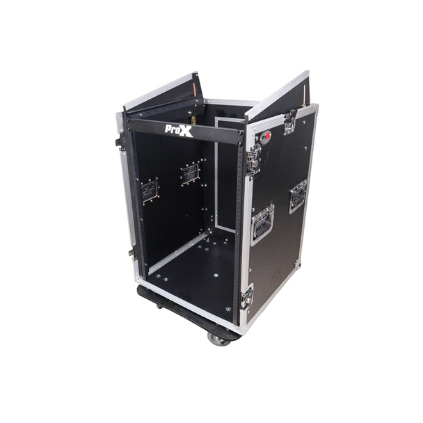 ProX 16U Space Vertical Rack Mount Combo Mixer Case 10U Slant 20 in. Depth with Caster Wheels 