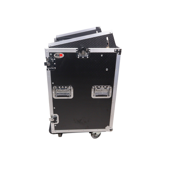 ProX 16U Space Vertical Rack Mount Combo Mixer Case 10U Slant 20 in. Depth with Caster Wheels 