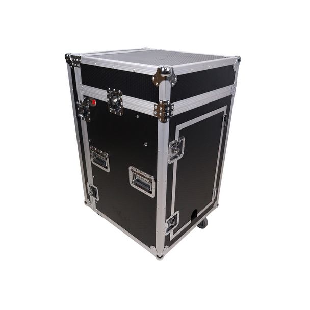 ProX 16U Space Vertical Rack Mount Combo Mixer Case 10U Slant 20 in. Depth with Caster Wheels 