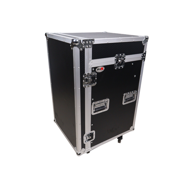 ProX 16U Space Vertical Rack Mount Combo Mixer Case 10U Slant 20 in. Depth with Caster Wheels 