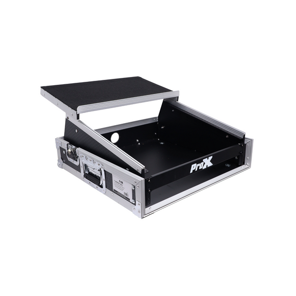 ProX Vertical Rack Mount Flight Case with 10U Top for Mixer Combo Amp Rack with Laptop Shelf and Caster Wheels