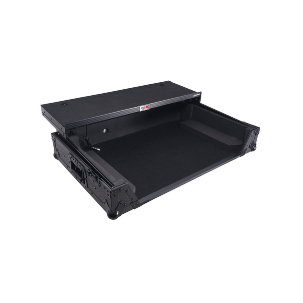 ProX LED ATA Flight Style Road Case For RANE Four or RANE Performer DJ Controller with Laptop Shelf 1U Rack Space LED and Wheels - Black