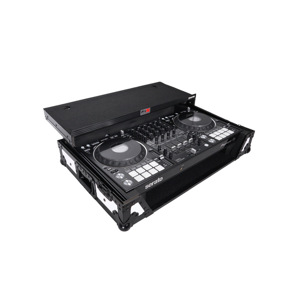 ProX ATA Flight Case for Pioneer DDJ-1000 FLX6 SX3 DJ Controller with Laptop Shelf 1U Rack Space and Wheels - White Black