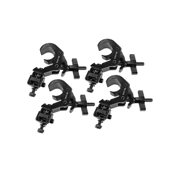 ProX T-QFC12X4 Set of (4) Quick 90º Folding Moving Head Clamp Adapters with T-C12 Truss Clamp 2 in. Diameter Black Finish - Max Load: 330 lbs