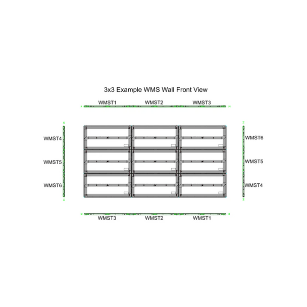 ADJ WMST2 Top & bottom, middle trim section for WMS Panel Series