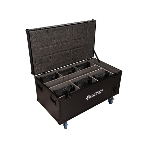 ADJ ElectraPix Par 7 Pak in a rechargable road case