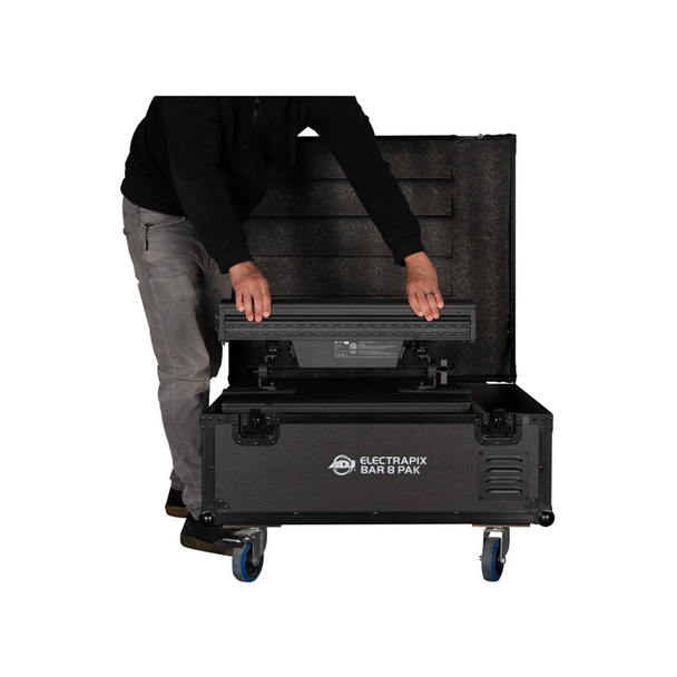 ADJ ELECTRAPIX BAR 8 PAK a rechargable road case 