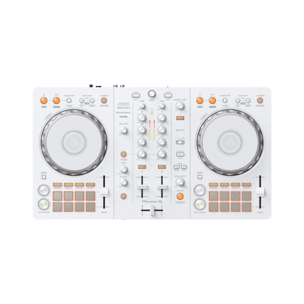 GCD Package: Pioneer DJ DDJ-FLX4-W Controller with DM-50D-BT-W Speakers & ProX Case