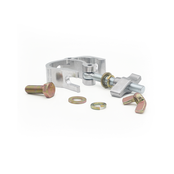 ProX T-C27H Small Trigger-Style Aluminum Slim Hook Style M10 Clamp with Big Wing Knob for 2" Truss Tube Capacity 220 Lbs