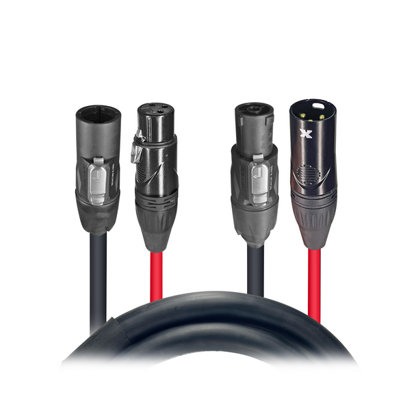 ProX XC-TR112-XLR02 2' FT Dual Powerkon to XLR Dual Audio Combo Link Jumper Cable 