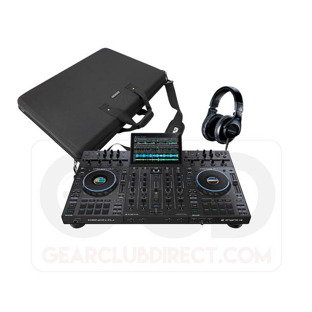 DJ Packages: Denon DJ PRIME 4+ DJ Package with Magma CTRL Case & Shure SRH440A Headphones