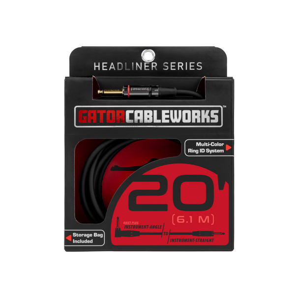 Gator Cases GCWH-INS-20RAQT 20 Foot Strt to RA Quiet Instrument Cable