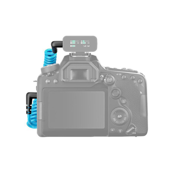 Sennheiser CL 35 Coiled Right-Angle 3.5mm TRS to Right Angle 3.5mm TRS Cable (Non-Locking, Blue)