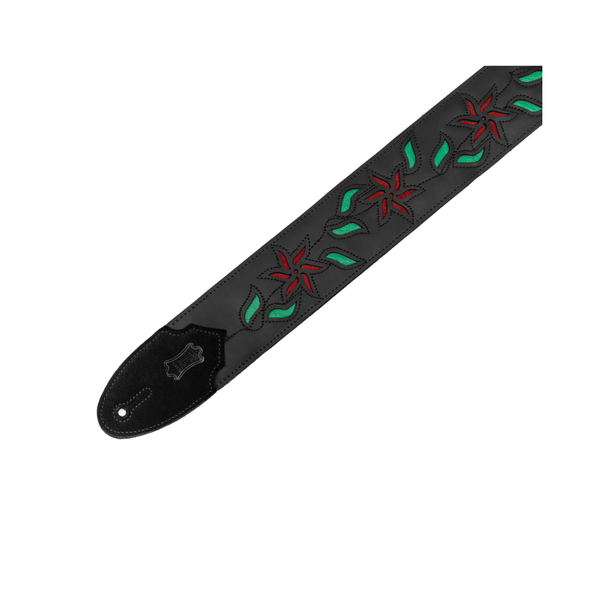 Levy's Leather Flowering Vine Strap-Black w/Red