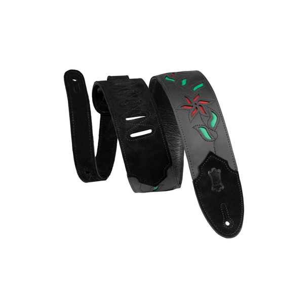 Levy's Leather Flowering Vine Strap-Black w/Red