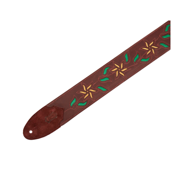 Levy's Leather Flowering Vine Strap-Burgundy w/Yel
