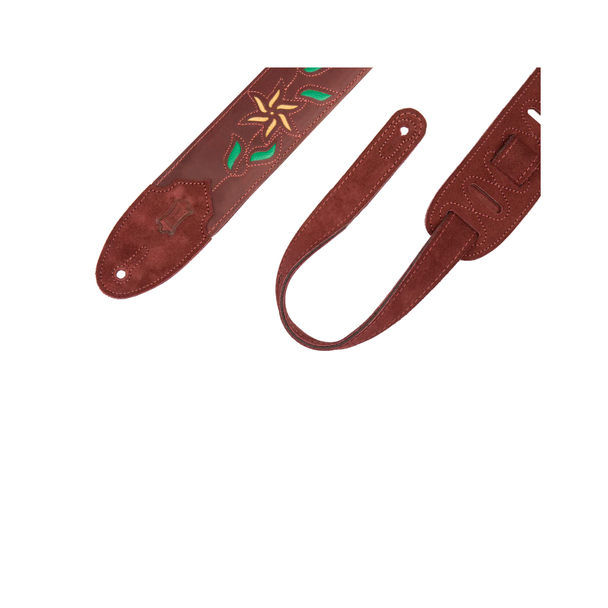 Levy's Leather Flowering Vine Strap-Burgundy w/Yel