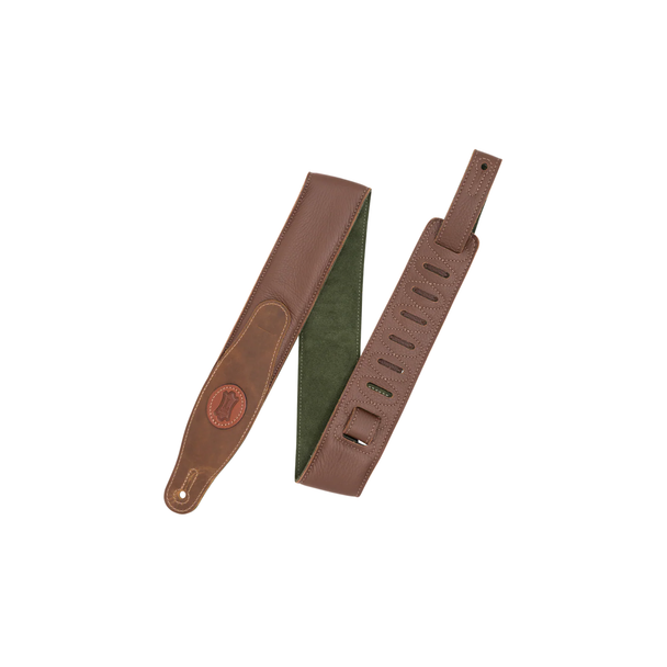 Levy’s 3" Padded Garment Leather Guitar Strap - Brown & Green