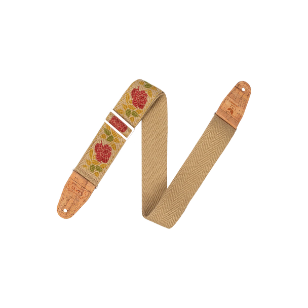 Levy’s Hemp Guitar Strap - Rose Motif - Pink And Red