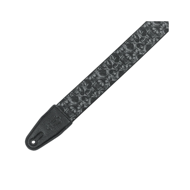 Levy's Leathers MPD2-111 - Polyester Guitar Strap - Black & Grey Skulls