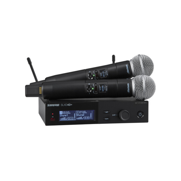 Shure SLXD24D+/58 Dual-Channel Digital Wireless Handheld Microphone System with SM58 Capsules (G57: 470 to 608 MHz)