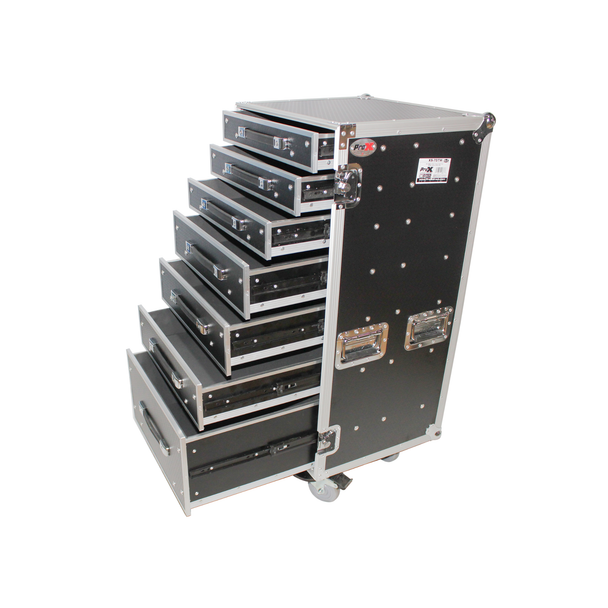 ProX XS-7DTW 7-Drawer ATA Utility Flight Case with Side Table and Casters