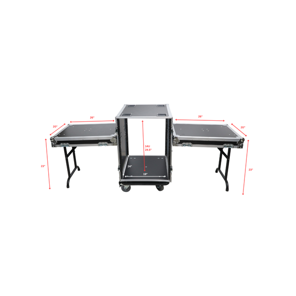 ProX T-14RSS24 14U ATA Flight Rack Case – 24" Depth with Casters