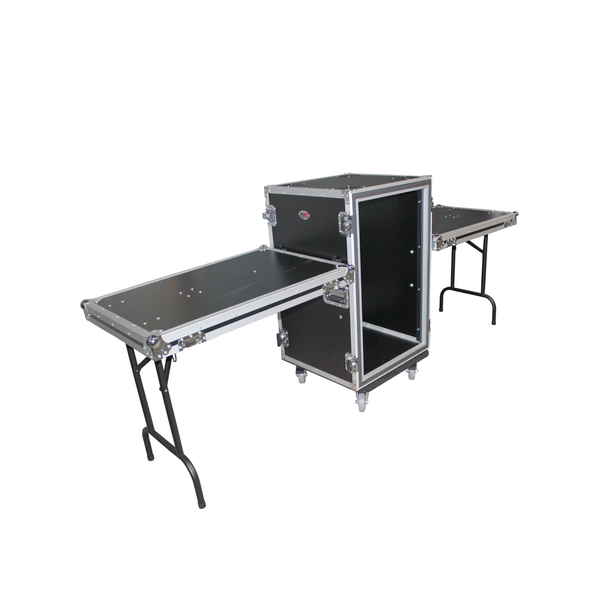 ProX 16U Shockproof Rack Case – 24" Depth w/ Dual Side Tables & Casters
