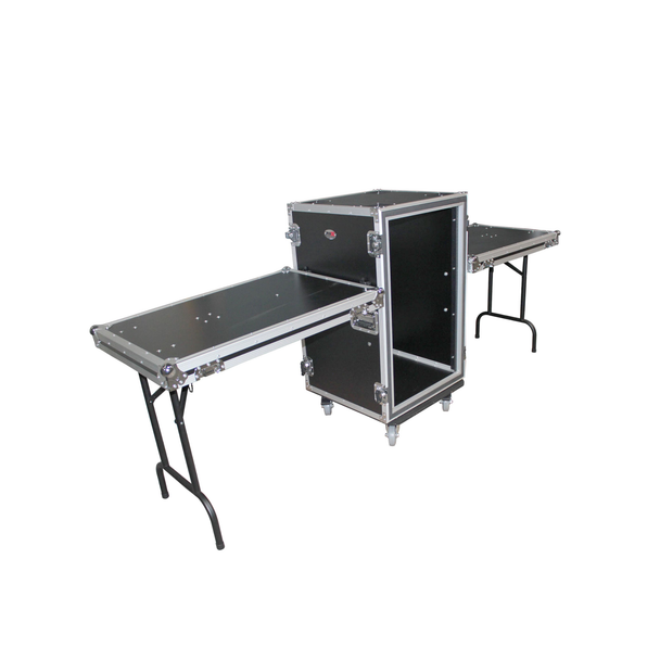 ProX T-18RSP24DST 18U Shockproof Rack Case – 24" Depth w/ Side Tables & Casters