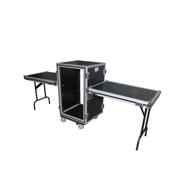 ProX T-18RSP24DST 18U Shockproof Rack Case – 24" Depth w/ Side Tables & Casters