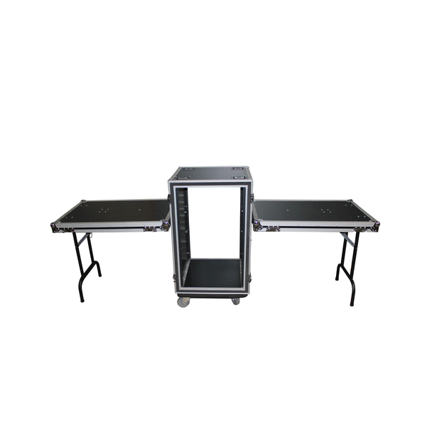 ProX T-18RSP24DST 18U Shockproof Rack Case – 24" Depth w/ Side Tables & Casters