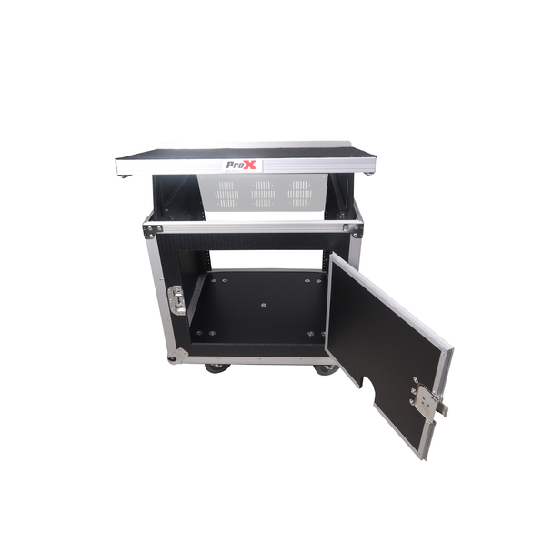 ProX T-10MRLT 10U Rack Case with 10U Mixer Top & Casters