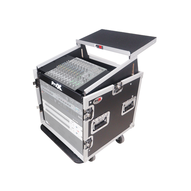 ProX T-12MRLT 12U Rack Case with 10U Mixer Top & Casters