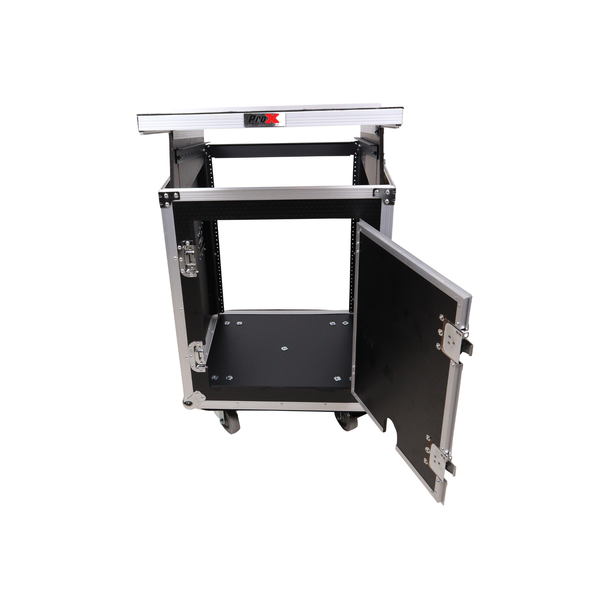 ProX T-14MRLT 14U Rack Case with 10U Mixer Top & Casters