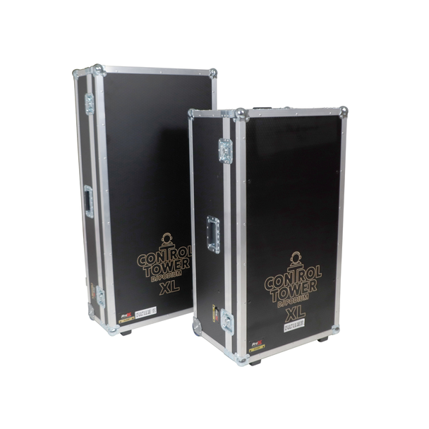ProX Control Tower™ XL DJ Podium – Black with (2) Flight Cases